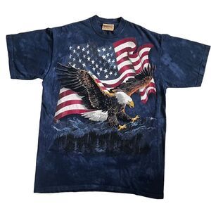 Vintage The Mountain American Bald Eagle USA Flag Dyed T-Shirt size L